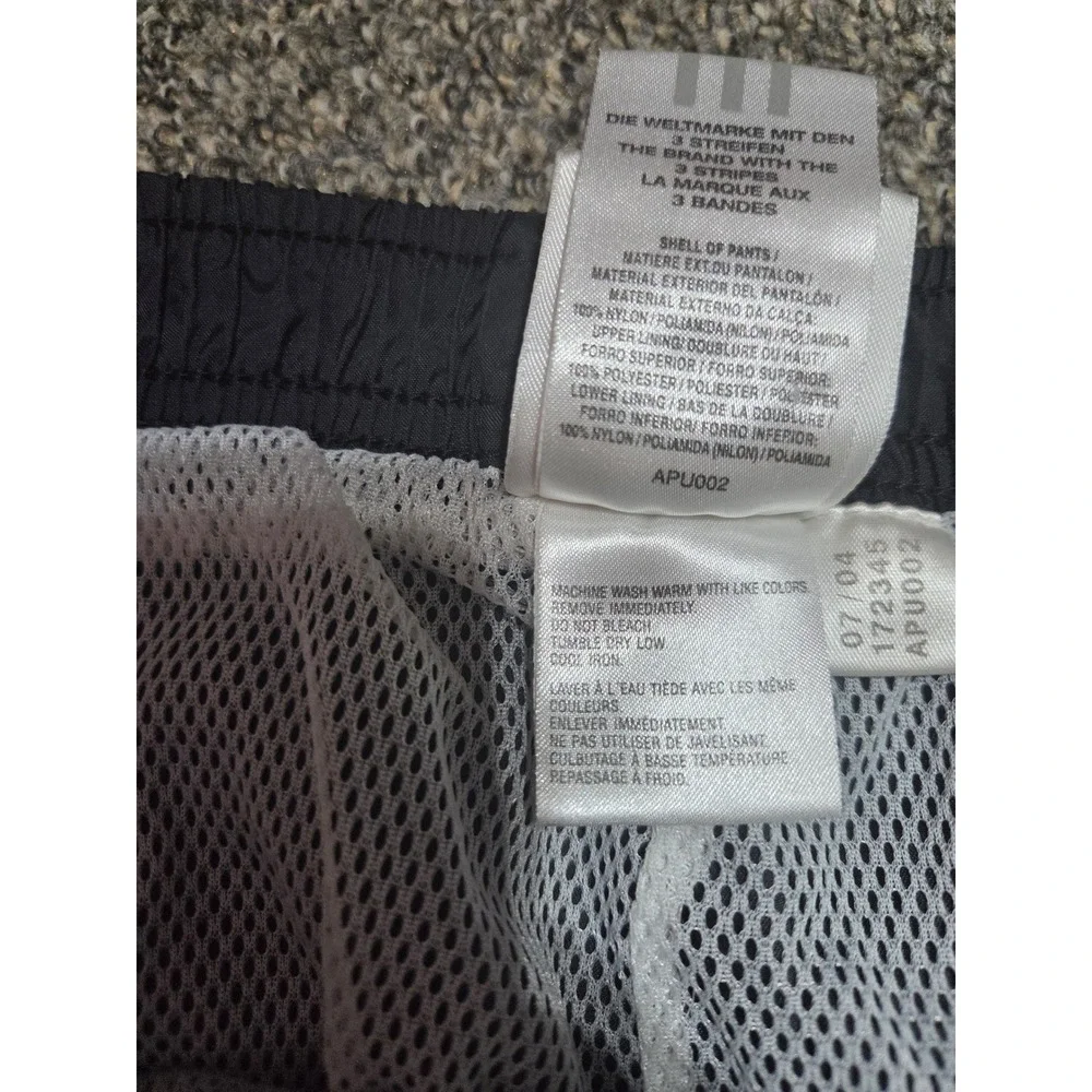 Adidas Athletic Pants Mens Large Black Nylon‎ 3-Stripe Sporty Fitness Sweats